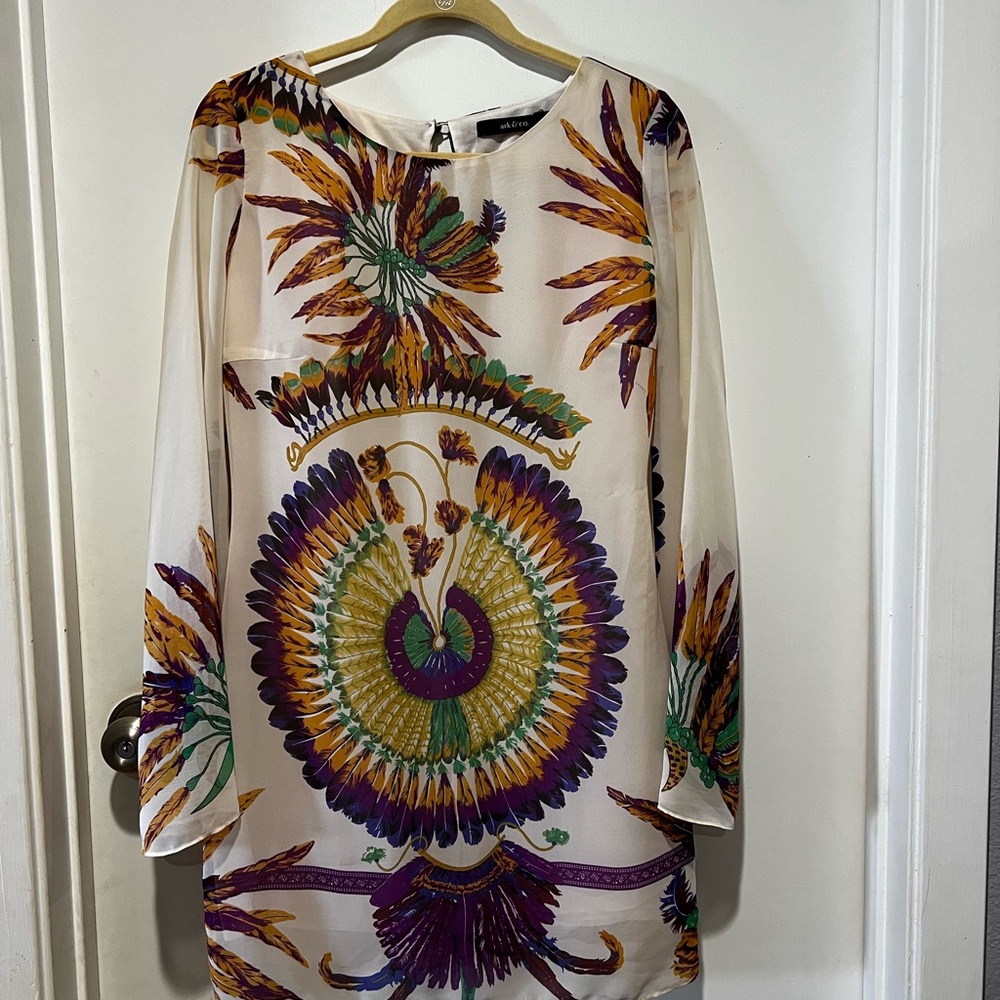Ark & Co Cream Blouse with Purple and Gold Accents